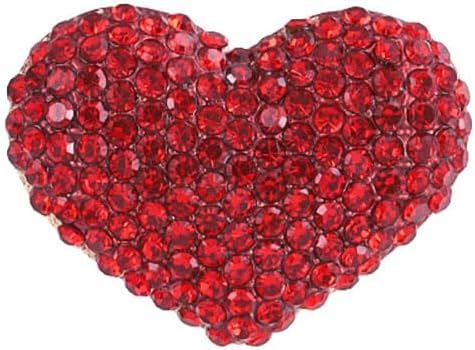 Image of Sparkly Full Rhinestone Heart Brooch Pin Hollow Double Lapel Pin Badge Red Heart Pins Mothers Day Gift Jewelry