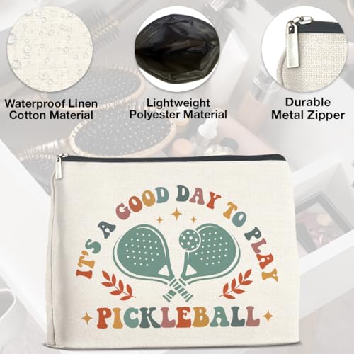 Makeup Bag Pickleball Gifts for Women, Pickleball Lover Gifts, It's a Good Day to Play Pickleball Cosmetic Bag Zipper Makeup Pouch3