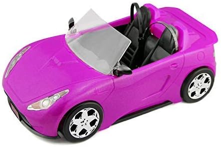 Super Joy Convertible Car for Dolls , Glittering Magenta Convertible Doll Vehicle with working Seat Belts