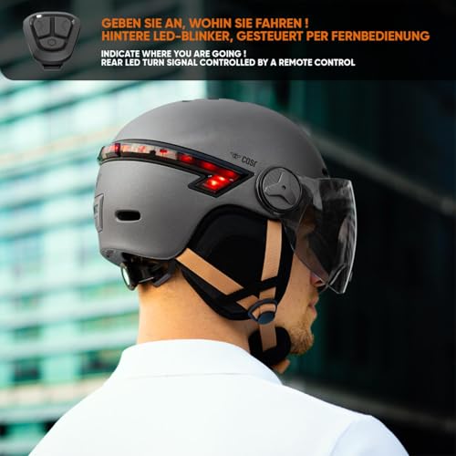 CASR Glow Casque Vélo & Trottinette, LED - Adulte Homme & Femme - Gris, M - 4