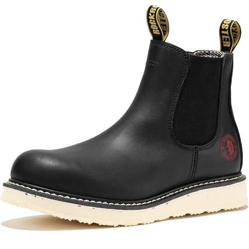 ROCKROOSTER Capitola Steel Toe Slip On Work Boots for Men, 6