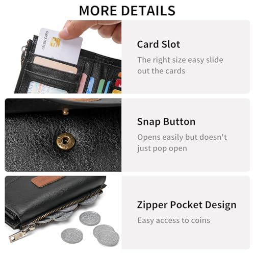 Image of SENDEFN Small Womens Wallet RFID Blocking Double Zipper Pocket Card Holder Purse