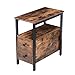 HOOBRO Mesa Auxiliar, Mesa de Café, Mesa Auxiliar Estrecha con 2 Cajones y Estantes Abiertos, Mesa de Sofá, Mesita de Noche para Espacios Pequeños, Madera, Industrial, Marrón Rústico EBF548BZ01G1