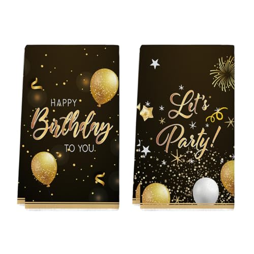 Artoid Mode DISHTOWEL-BIRTHDAY-4075-2PC-002 Black Balloons Happy Birthday Kitchen Towels Dish Towels cover