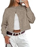 ATHMILE Cropped Cardigan Sweaters for Women Lightweight Crop Knit Y2k Fall Outfits Fashion Clothes 2026 Camel