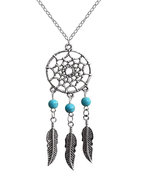 Dream Catcher And Turquoise Beads Pendant For Women And Girls-image-5