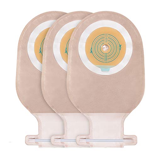 Carbou 1 Piece Ostomy Colostomy Bags with Measure Card,Ostomy Supplies Drainable Pouch Twist-Tie for Stoma Care, Cut-to-Fit(20pcs/Box)