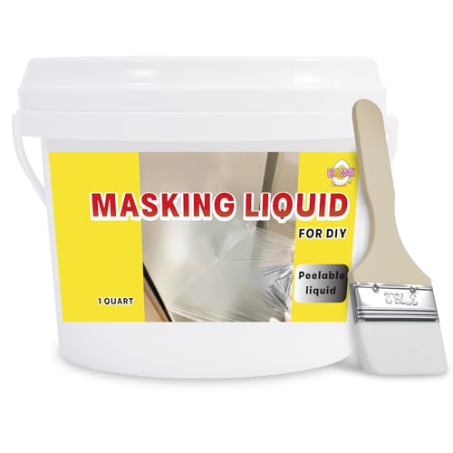 BBPIG00K Masking Liquid Tape Transparent Peelable Coating Used for Priming Window Painting Metal Wood Glass Plastic Non-Porous Painted Surfaces(with Brush