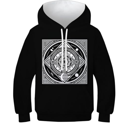 Pull à capuche avec poches et cordon de serrage ado 12-14 ans imprimé 3D