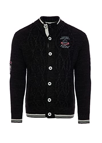 Carisma Strickjacke für Herren ? Herren Strickjacke mit Stickerei ? Angenehmer Regular Fit Strickjacke für Büro und Freizeit 7806 Black XL