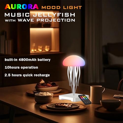 Lámpara de mesa medusa con proyector de olas y música miniatura 4