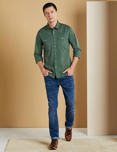 Image of Symbol Premium Men Long Sleeve Casual Washed Cotton Twill Shirt (Regular Fit)