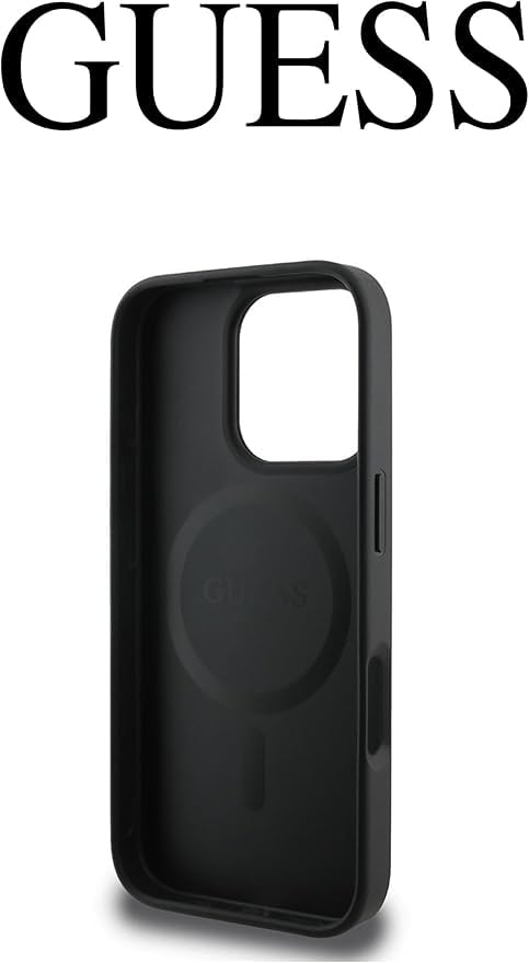 Coque iPhone 16 Pro Max cuir noir Guess pour protéger votre mobile