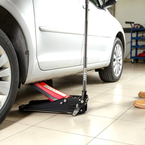 Arebos 3T Hydraulischer Rangierwagenheber flach | Unterfahrhöhe 75-505 mm | Doppelkolben | 2...