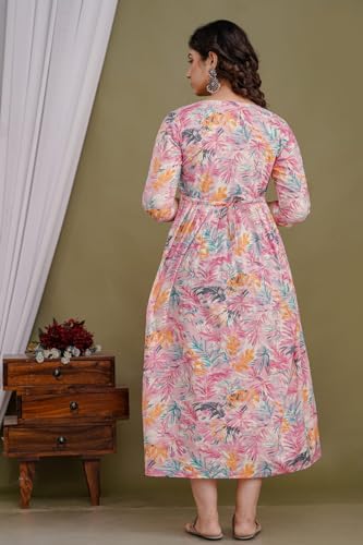 Image of Maternity Feeding Kurti for Women | Cotton Blend Anarkali Dress with Nursing Zip for Pre & Post Pregnancy