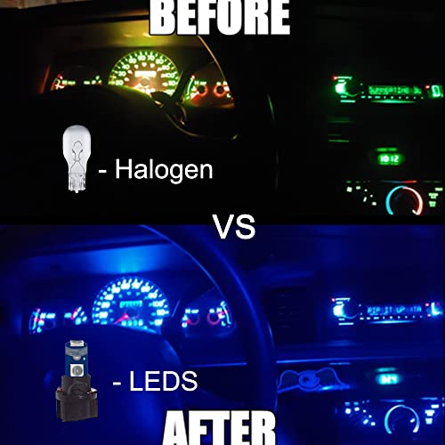 Image of 10-Pack Blue T5 2721 37 74 Wedge Led Bulb PC74 Twist Sockets Replacement Dash Dashboard Lights Instrument Panel Cluster LEDS Lamps