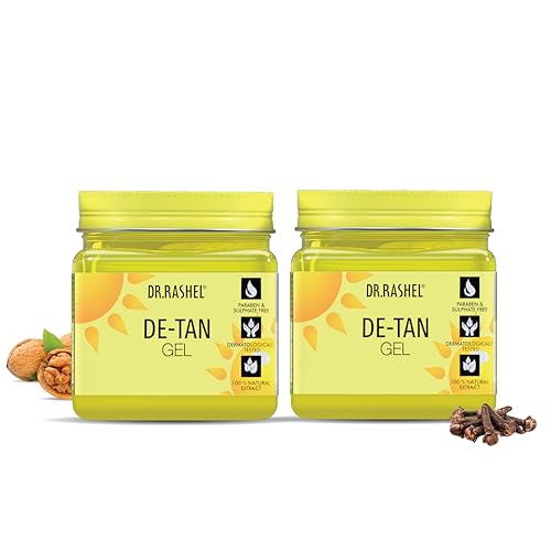Image of DR.RASHEL De-Tan Face Gel | With Natural Extracts | Tan Removal & Skin Brightening | Hydrating & Soothing Gel | Evens Skin Tone | For All Skin Types | 380ml Each | Pack of 2