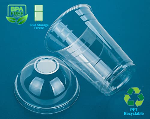 Image of Golden Apple Cup series, 16oz-50sets Clear Plastic cups with Dome lids no hole, BPA Free