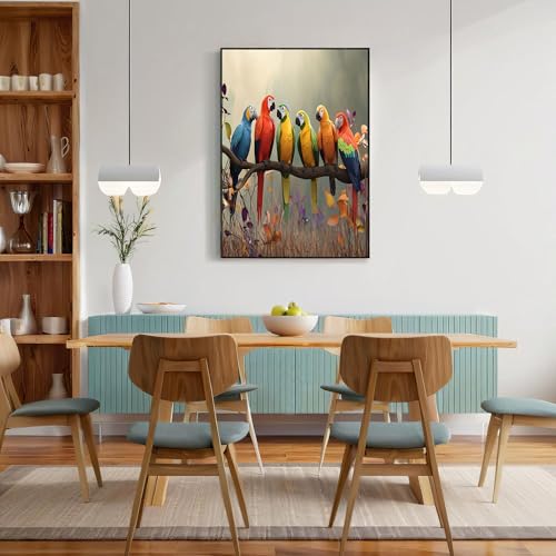 Lienzos decorativos pared con patrón de loro en gran formato 60x80 cm para dormitorios 3