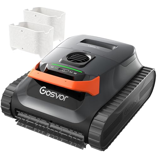 Gosvor LiteVac G1 Pool Vacuum, with Extra Fine-Filters 2 Pack, Wall & Waterline & Platform Cleaning, 15.2 lbs Ultra-Lightweight, Smart Navigation & App, Gray-Orange