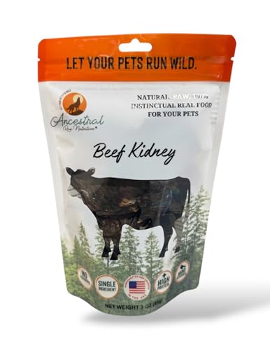 Ancestral Raw Nutrition - Beef Kidney - Premium Natural Beef Kidney for Dogs - Made from 100% Humanely Raised Cattle - Organ Treat - Sourced and Made in USA -3oz