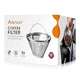 Aieve Reusable Coffee Filter Compatible with Ninja Dual Brew Pro Coffee Maker CFP301 CFP201 CFN601, Coffee Filters #4 Permanent Cone Coffee Basket