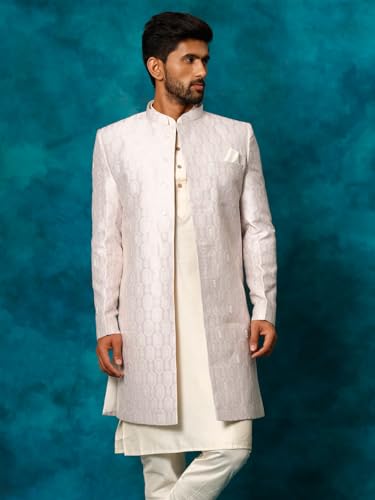 Image of VASTRAMAY Men's Purple Silk Blend Sherwani Only Top | Premium Wedding & Festive Ethnic Attire