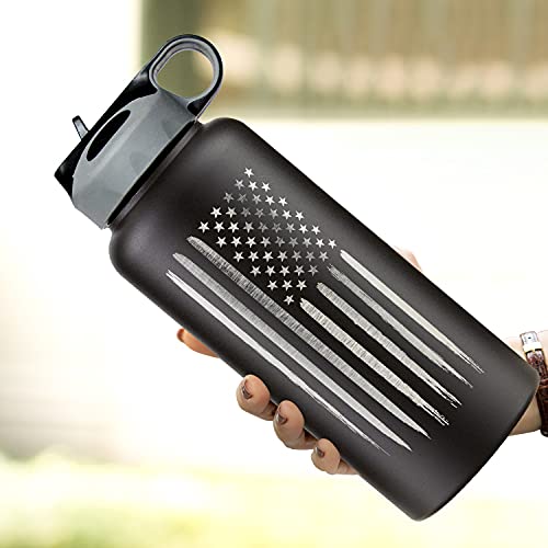 Military Gift Shop Botella de Agua Térmica de Acero Inoxidable 32oz con Bandera Americana Grabada miniatura 2