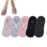 CHUANFU 5 Paia Calzini Pilates Donna, Calzini Antiscivolo Donna con Puntini in Silicone Antiscivolo, Calze Yoga Grip Traspiranti Taglia Unica, per Fitness, Danza, Allenamento, Barre, Palestra