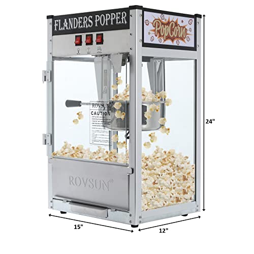 ROVSUN Popcorn Machine Movie Theater Style with 8 Ounce Kettle Makes Up to 32 Cups, Countertop Popcorn Maker Commercial Popcorn Machine w/Stainless Steel Scoop, Oil Spoon & 3 Popcorn Cups, Black