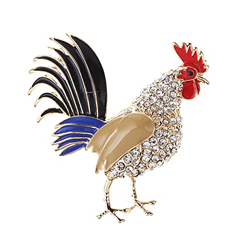 kowaku Broche de Galo Strass Lutador de Galo Broche de Aniversário Do Zodíaco