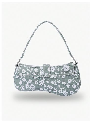 Image of QWINEE Women's Y2K Leopard Print Shoulder Bag Denim Handbags Retro Cheetah Purses Top Handle Buckle Clutch Underarm Bag