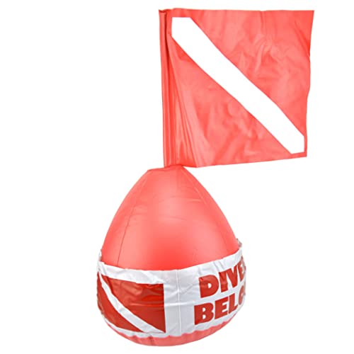 Eioflia Dive Buoy Surface Marker Diving Signals Flag Inflatable Ball PVC Safety Sign Diver Below Red,Boating Accessory