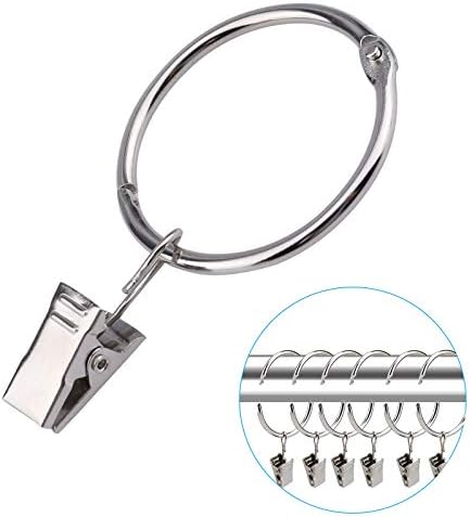 30 Stück Vorhang Ringe Und Haken Silber - Metall Gardinen Ringe 42mm Für Duschvorhang