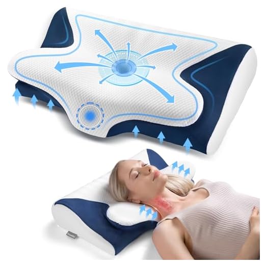 Cervical Pillow for Neck and Shoulder Pain Relief, Contour Memory Foam Neck Support Pillow, Ergonomic Orthopedic Sleeping Bed Pillow for Side Back Stomach Sleepers, Breathable Cover, Mom Dad Gifts