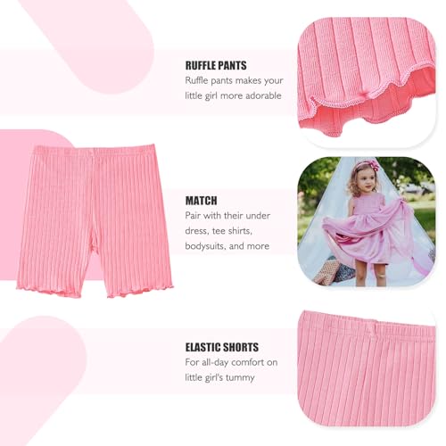 SOBOWO 3 Pack Toddler Girl Ribbed Bike Shorts Solid Ruffle Pants 18M-5T