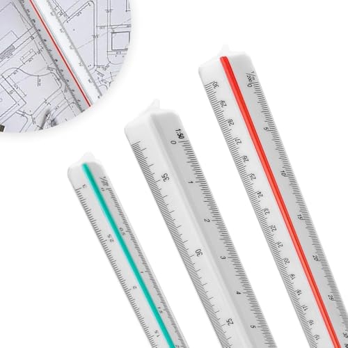 txuzong Dreikantmaßstab 30cm aus Holz | Maßstab Lineal für Architekten & Technische Zeichner | 12 Skalen: 1:20, 1:25, 1:50, 1:75, 1:100, 1:125, 1:200, 1:250, 1:300, 1:400, 1:500
