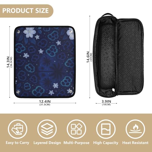 Organizador de viaje para herramientas de cabello con tapete resistente al calor - para planchas, rizadores y cepillos, estampado leopardo tropical miniatura 4