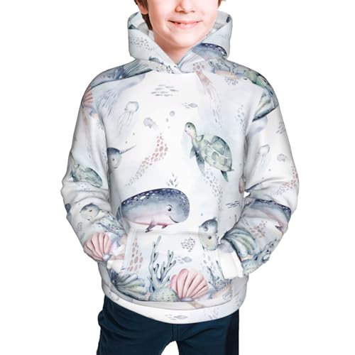 Sea Animals Kids Pullover Hoodies Boys Sweatshirts Girls Athletic Clothes with Pocket2