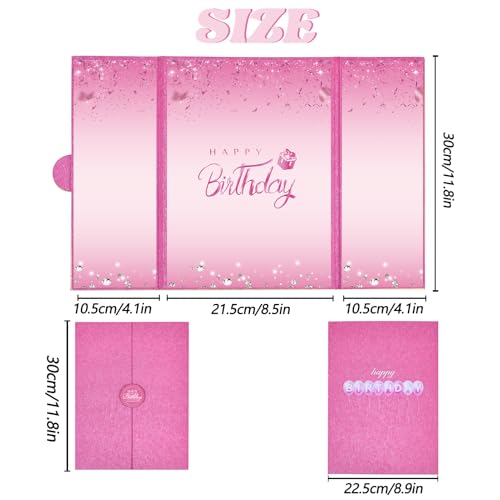Image of Crenics Hot Pink Birthday Decorations for Women, Creative Birthday Guest Sign in Book Alternative, Happy Birthday Signature Book 18 inch x 12 inch, Awesome Birthday Gifts for Girls