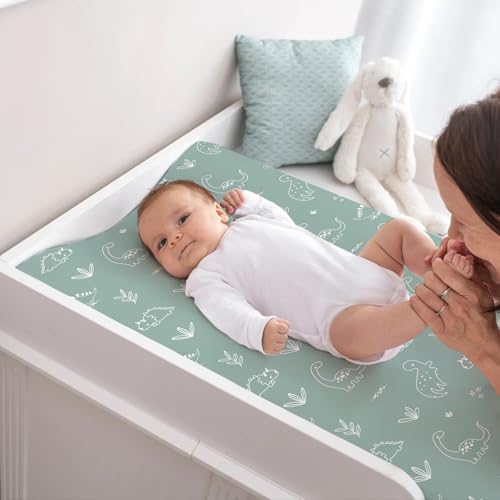 Image of BROLEX Changing Pad Covers for Baby: Boy Girls Ultra Stretchy Soft 2 Pack, Cute Dinosaurs