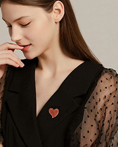 Image of Cute CZ Heart Brooch Pin for Women Teen Girls Elegant Crystal Rhinestone Hearts Lapel Pins Dance Party Wedding Jewelry Dress Suit Clothes Accessorie for Her Wife Daughter Birthday