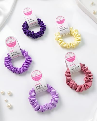 Image of Luxury Satin Scrunchies Set for Women, Girls | Anti-Hair-Breakage Hair Ties for Ponytails & Buns | Small Size | Pack of 5