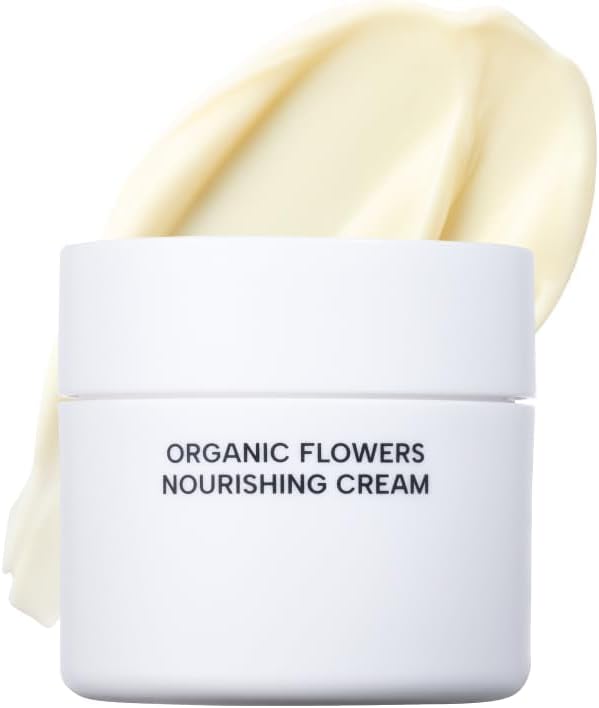 Organic Flowers Nourishing Cream – 95.2% Organic, Water-Free Formula, Fermented Postbiotics for Deep Hydration, Soothing & Moisturising Care (50ml)