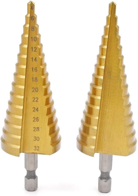 Taladro de metal， Brocas escalonadas de acero HSS y titanio, herramientas de corte cónico escalonado for acero, carpintería, metal, perforación de 3-12, 4-12/20/32 mm(4 20mm)