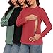 Liu & Qu Women's 3 Pack Nursing Shirts for Breastfeeding with Hidden Zippers Long Sleeves Comfort and Soft Nursing Tops
