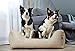 4L Textil Mario Hundebett Kunstleder - Formstabiler & Wasserfester Hundekorb für Große Hunde, Kratzfestes Hundesofa mit Abnehmbarem Bezug, Leicht Abwaschbar (120x90x25 cm, Beige)