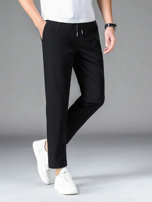 Image of Paralians Men's Regular Fit Solid Pattern Polyester Blend Track Pants with Ankle Length and Drawstring Closure Type |men Track Pants trousers