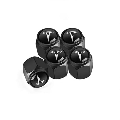 EOQIFJM Car Tire Valve Stem Caps for Tesla Model 3 Long Range 2017-2023, Tire Valve Stem Caps Tire Air Cap Metal with Plastic Liner Corrosion Resistant Airtight Seal Tire Valve Stem Caps