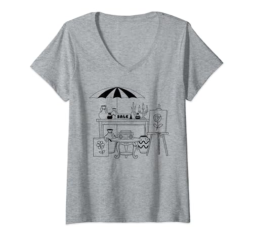 Damen Flohmarkt Garage Sale Thrifting T-Shirt mit V-Ausschnitt